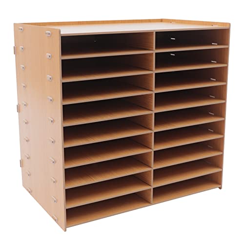 Briefablage Schreibtisch Organizer, Holz Einstellbar A4 Briefablage 18 Ablagefächer Desktop File Organizer, Aufbewahrung Schreibtisch Ablagesystem Organisation für Home Office Schule (Braun) von Brride