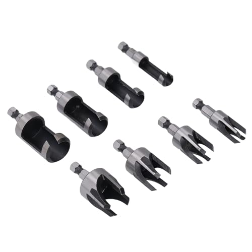 1/4-Zoll-Metall-Holzdübelschneider-Bit, 5/8-Zoll-Jig-Master-Korkbohrer, 3/8-Zoll-Holzbearbeitungswerkzeug aus Kohlenstoffstahl, für Multifunktionale Heimdekoration und Bauarbeiten von Brrnoo