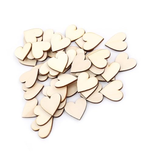 100 Kleine Holzherzen, Verschiedene Größen von 10 Mm Bis 80 Mm, Geschliffen für Bastelarbeiten, Kartenherstellung, Scrapbooking mit Natürlicher Holzfarbe, 100 Stück (25mm) von Brrnoo