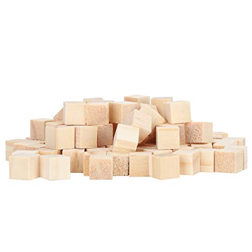 100 Stück Quadratische Blankoblöcke aus Kiefernholz für Heimwerkerarbeiten mit Natürlicher Holzfarbe, Perfekte Holzwürfel, Geeignetes Puzzlespielzeug für die Frühe Kindheit von Brrnoo