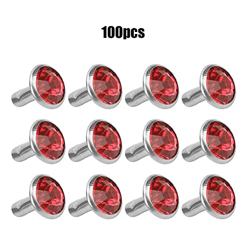 100 Stück Strassniete, 8 Mm Kristalldiamantniete Ohrstecker Kleidungszubehör B Acryldiamant 8 Mm Dekorativer 8 Mm Silberkantenkristall (8mm Silberrand leuchtend rot) von Brrnoo