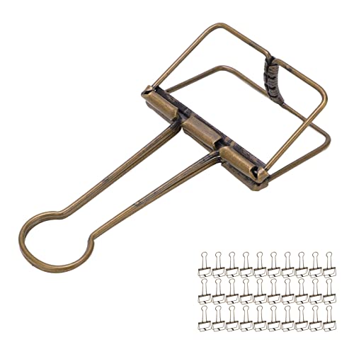 30 Stück Drahtbinderklammern, 5,1 Cm, Ausgehöhlt, Starkes C, Ausgehöhlte Büroklammer, Mehrzweck-Metalldrahtklammer-Set für Büro, Schule (antike Bronze) von Brrnoo