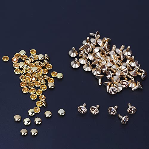 50 Stück 8 Mm Kristall-Strass-Ziernieten Spikes für DIY-Mantel, Kleidung, Strickwaren, Rucksack, Gürtel mit Tasche, Schuhe, Ledergürtel (8 mm hohes Bein mit Goldrand und von Brrnoo