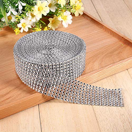 8-reihiges Diamant-Mesh-Kettband, Elegante, Funkelnde Verpackung für Kerzenhalter, Tortenständer, Ornamente und Geschenkboxen (SILVER) von Brrnoo