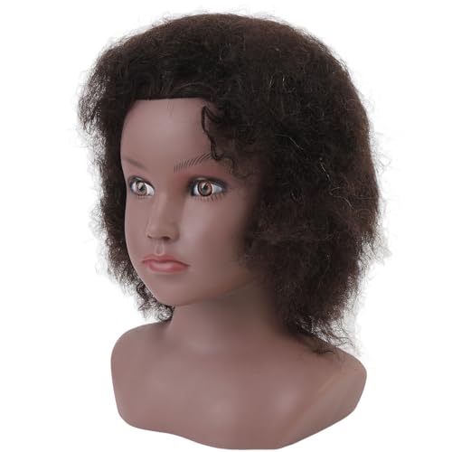 Afro-Mannequin-Kopf, Realistisches Menschliches Haar, Schwarze Haut, Kunstharz, PVC, Afrikanische Puppe, Lockiger Mannequin-Kopf, Kosmetologie-Puppenkopf, Afro-lockiger von Brrnoo