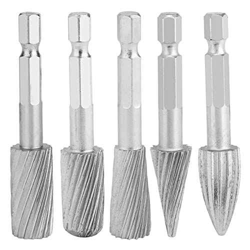 Bits, Bohrer, Schleifbits, Sechskant, Hochgeschwindigkeitsfräser, Feilen, Werkzeuge, 5-teiliges 1/4-Zoll-Hartmetallfräser-Set für Aluminium- und Eisen-Hardware von Brrnoo