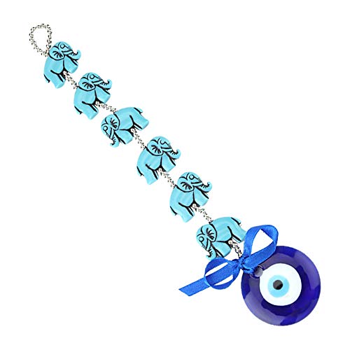 Blue Elephant Evil Eye Quaste Wandbehang Anhänger Amulett Segen Dekor, Hergestellt aus Hochwertigem Material, Nicht Leicht zu Verblassen, Schön und Langlebig, 100% von Brrnoo