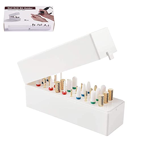 Brrnoo 30 Löcher Aufbewahrungsbox für Schleifmaschinen, Bohrerhalter, Maniküre, Standbox, für Nail Art, Salon, Polieren, Entfernen von Nagelhautschüben von Brrnoo