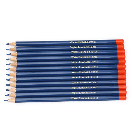 Brrnoo Stoffstift, Kreidestifte Zum Nähen, Blau Gefärbt, 12-teiliges Schneiderstift-Set, Holzgriff, Stoffmarker, Wasserlöslicher Bleistift, Nähkreide für Kleidung, Schuhe, DIY von Brrnoo