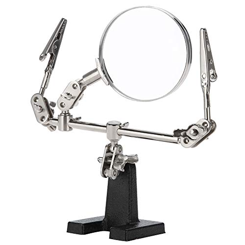 Dreihand-Power-Lupe, 5-facher Lupenhalter mit Zwei verstellbaren und drehbaren Handklammern - SEMagnifying Glass Auxiliary Hand-for Jewelry Assembly Repair Styling Hobbys Handwerk von Brrnoo