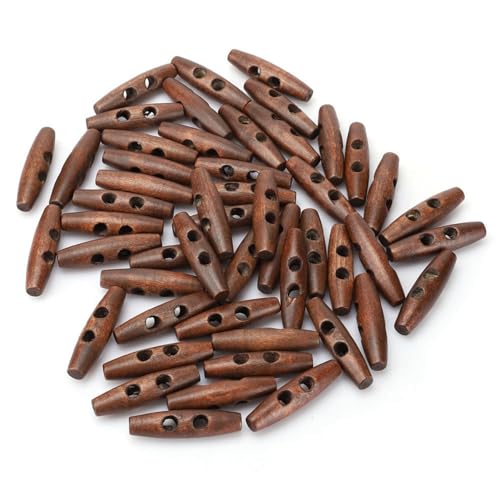 Dunkle Kaffeeholzknöpfe 50pcs, Nähen 2 Löcher DIY-Mantel-Kleidung Accessoires Dekoration, Olivförmig, Klein und Zart, aus Hochwertigem Holz, Geeignet für die Dekoration von von Brrnoo