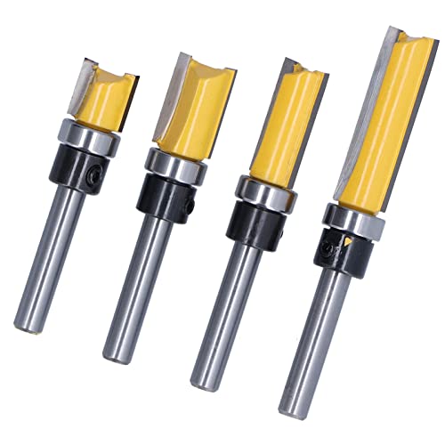 Flush Cut Router Bit, Flush Trimm Router Bits Flush Trimm Router Bit Set Oberes Lager Bündel Router Bit -Tauchrouter für Holzbearbeitungsbackenfräsen -Carbid -Spitzenschneider von Brrnoo