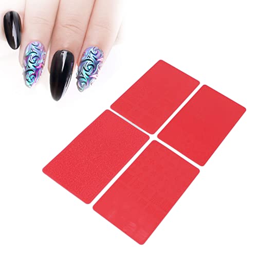 Nail Stamping Template, 4pcs 3D Relief Nail Printing Template, Salon DIY Soft Silicone Nail Carving Stencil Nail Art Tool für UV-Gelnägel von Brrnoo