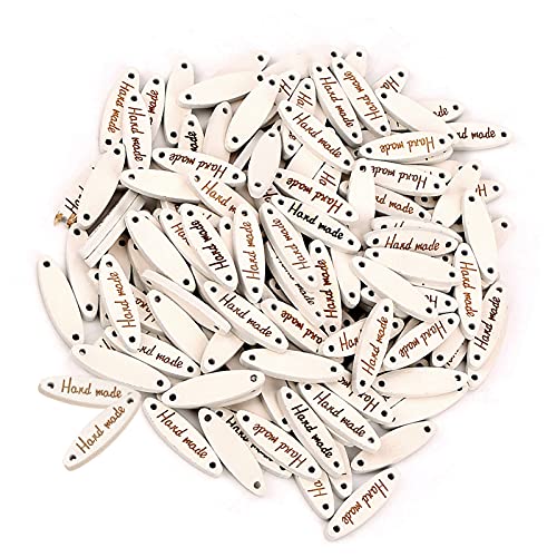 Personalisierte Holzknöpfe, 2-Loch-Knöpfe Etikett Etikett Tag Nähen 100pcs Oval Holz Handgefertigte Handgefertigte Knöpfe für Häkelhäute Holz DIY Scrapbooking Basteln von Brrnoo