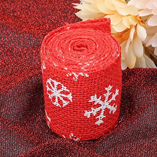 Sackleinenband Natürliches Leinen Weihnachtsband, Rote Schneeflocke Flaxen Snowflake 6 Cm Breite Dekoratives Band für Geschenkverpackung, Weihnachtsfeierdekor mit (6 cm rote von Brrnoo