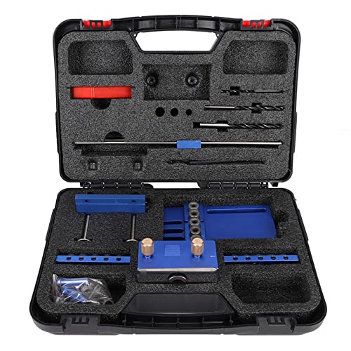 Taschenloch -Jig -Kit, Selbstzentrierende Dübel Jig 6/8/10mm Loch Loch Loch Locator Position Tool Aluminium Dübel Jig Drill Guide Set Bohranleitung für Gerade Löcher für Holzbearbeitungswinkel von Brrnoo