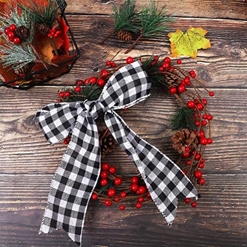 Weihnachtsband, Schwarz-rot-weißes Gitter-Sackleinenband, 2 Rollen 5 Cm X 5 M, für Bastelarbeiten, Geschenkverpackungen, Neujahrsdekorationen, Drahtkanten-Design von Brrnoo