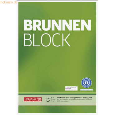 10 x Brunnen Schreibblock Brunnen-Block A4 70g/qm 50 Blatt RC blanko von Brunnen