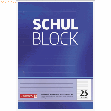 10 x Brunnen Schulblock A4 liniert Lineatur 25 4-fach gelocht 50 Blatt von Brunnen