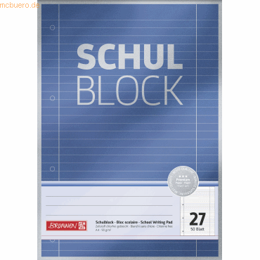 10 x Brunnen Schulblock Premium A4 90g/qm 50 Blatt Lineatur 27 von Brunnen