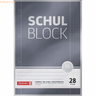 10 x Brunnen Schulblock Premium A4 90g/qm 50 Blatt Lineatur 28 von Brunnen