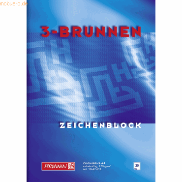 10 x Brunnen Zeichenblock A4 120g/qm 20 Blatt von Brunnen