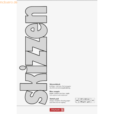 3 x Brunnen Skizzenblock A3 190g/qm 50 Blatt von Brunnen