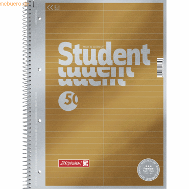 5 x Brunnen Collegeblock Premium Student A4 90g/qm 80 Blatt Lineatur 5 von Brunnen