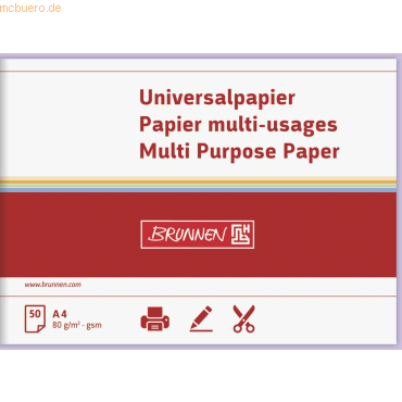 5 x Brunnen Universalpapier A4 80g VE=50 Blatt flieder von Brunnen