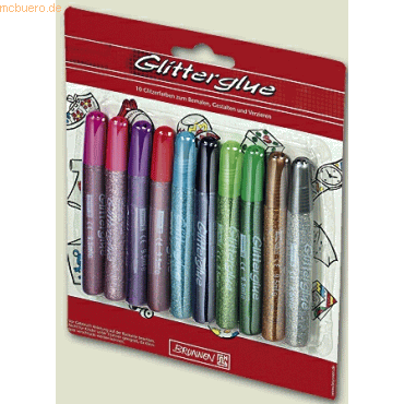 6 x Brunnen Glitzerfarbe Glitterglue 10x9,5ml sortiert von Brunnen