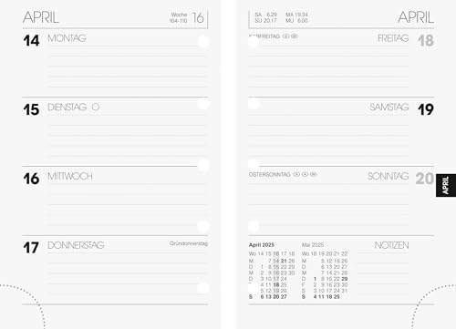 BRUNNEN Wochen-Ersatzkalendarium Modell 723 (2025), 2 Seiten = 1 Woche, A7, 160 Seiten von Brunnen