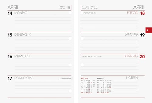 BRUNNEN Wochen-Ersatzkalendarium Modell 731 (2025), 2 Seiten = 1 Woche, A6, 176 Seiten von Brunnen