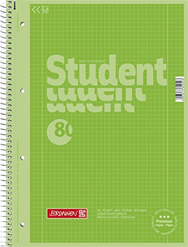 Brunnen 10 x Kollegblock Student Colour Code A4 90g/qm 80 Blatt Kiwi Lineatur 28 von Brunnen