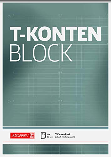 Brunnen 1042025 T-Konten-Block (A4, 25 Blatt, 10 T-Konten je Seite, gelocht, 80g/m²) von Brunnen