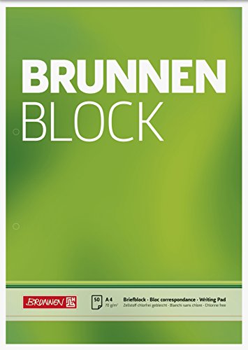 Brunnen 1052756 Briefblock / Schreibblock / Der Brunnen Block (A4, blanko, 50 Blatt, 70 g/m², 2-fach gelocht) von Brunnen