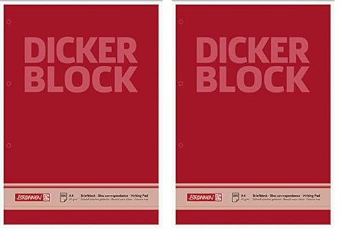 Brunnen 1052786 Briefblock/Schreibblock/Der dicke Block (A4, blanko, 100 Blatt, 60g/m², 4-fach gelocht) (Packung mit 2) von Brunnen