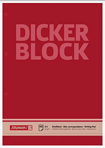 Brunnen 1052786 Briefblock / Schreibblock / Der dicke Block (A4, blanko, 100 Blatt, 60g/m², 4-fach gelocht) von Brunnen