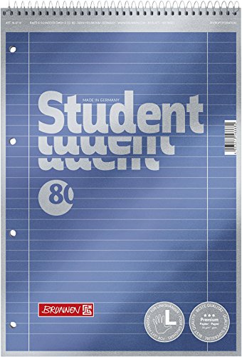 Brunnen 1067111 Notizblock / Collegeblock Student Premium Linkshänder (Veredeltes Deckblatt mit Metallic-Effekt, A4, liniert Lineatur 27, 90 g/m², 80 Blatt mit Kopfspirale von Brunnen