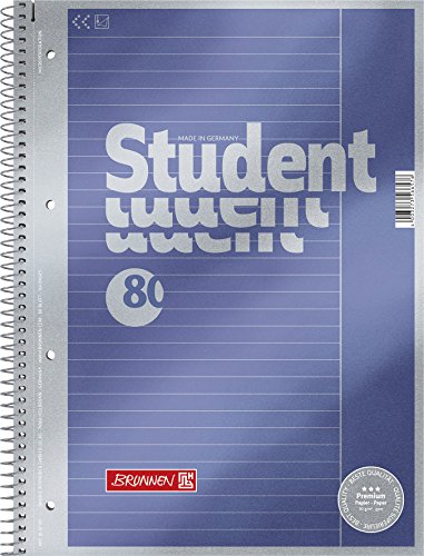 Brunnen 1067125 Notizblock / Collegeblock Student Premium (Veredeltes DeckBlatt mit Metallic-Effekt, A4, liniert Lineatur 25, 90 g/m², 80 Blatt) von Brunnen