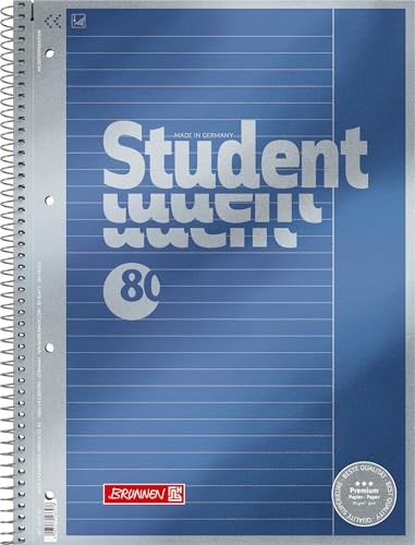 Brunnen 1067125 Notizblock / Collegeblock Student Premium (Veredeltes DeckBlatt mit Metallic-Effekt, A4, liniert Lineatur 25, 90 g/m², 80 Blatt) von Brunnen