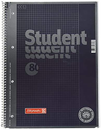 Brunnen 1067126 Notizblock / Collegeblock Student Premium (Veredeltes DeckBlatt mit Metallic-Effekt, A4, kariert Lineatur 26, 90 g/m², 80 Blatt) von Brunnen