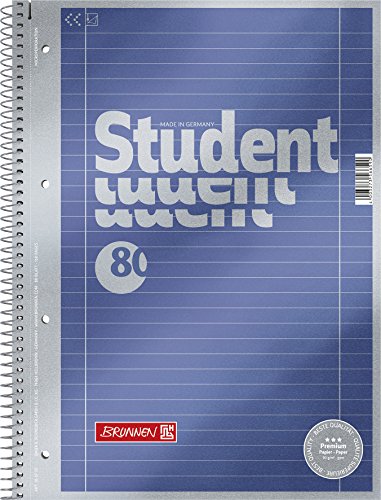 Brunnen Notizblock / Collegeblock Student Premium, 4-fach-gelocht (Veredeltes DeckBlatt mit Metallic-Effekt, A4, liniert Lineatur 27, 90 g/m², 80 Blatt) von Brunnen