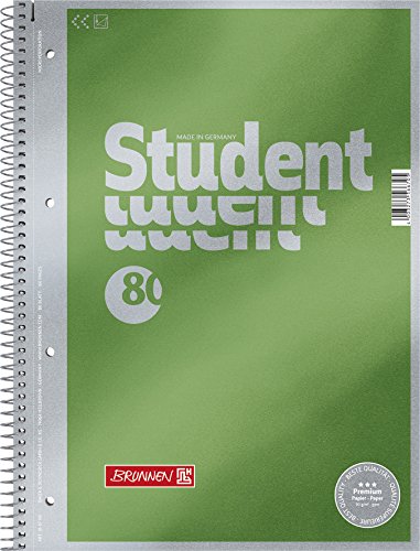 Brunnen Collegeblock Premium Student | A4, Lineatur 20, 80 Blatt, grün von Brunnen