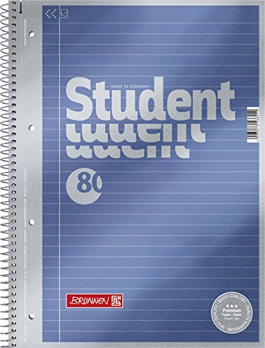 Brunnen Notizblock / Collegeblock Student Premium, 4-fach-gelocht (Veredeltes DeckBlatt mit Metallic-Effekt, A4, liniert, 90 g/m², 80 Blatt) von Brunnen