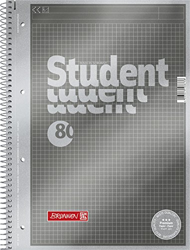 Brunnen 1067145 Notizblock / Collegeblock Student Premium (Veredeltes DeckBlatt mit Metallic-Effekt, A4, Protokolllineatur, 90 g/m², 80 Blatt) von Brunnen