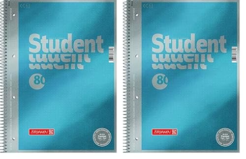 Brunnen 1067147 Notizblock/Collegeblock Dotted Premium Deckblatt, 1 Stück cyan-metallic (Packung mit 2) von Brunnen