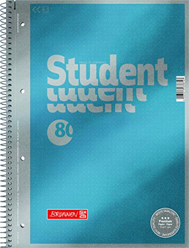 Brunnen 1067147 Notizblock/Collegeblock Dotted Premium Deckblatt , 1 Stück cyan-metallic von Brunnen