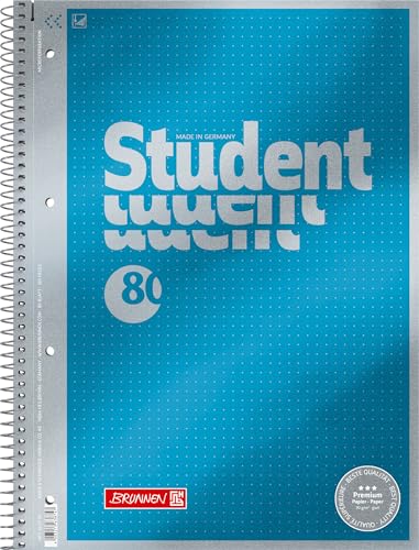 Brunnen 1067147 Notizblock/Collegeblock Dotted Premium Deckblatt , 1 Stück cyan-metallic von Brunnen