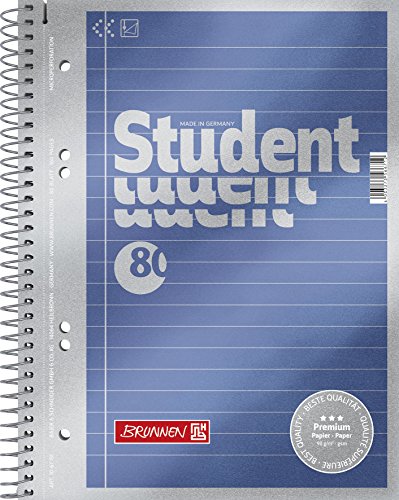 Brunnen 1067151 Notizblock / Collegeblock Student Premium (Veredeltes DeckBlatt mit Metallic-Effekt, A5, liniert, 90 g/m², 80 Blatt) von Brunnen