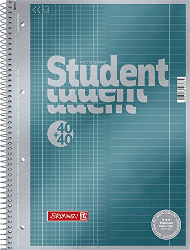 Brunnen 1067174 Notizblock / Collegeblock Student Premium Duo (Veredeltes Deckblatt mit Metallic-Effekt, A4, Lineatur 27 + 28, 90 g/m², 40 Blatt liniert, 40 Blatt kariert) von Brunnen